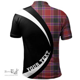 ScotsTee Shop Scottish Gordon of Abergeldie Weathered Clan Crest Personalized Tartan Polo Shirt Circle Style Back Shirt with Your Text