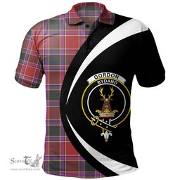 ScotsTee Shop Scottish Gordon of Abergeldie Weathered Clan Crest Personalized Tartan Polo Shirt Circle Style Back Shirt with Your Text