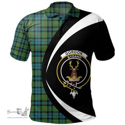 ScotsTee Shop Scottish Gordon Ancient Clan Crest Personalized Tartan Polo Shirt Circle Style Back Shirt with Your Text