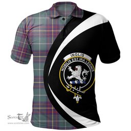 ScotsTee Shop Scottish Inglis Weathered Clan Crest Personalized Tartan Polo Shirt Circle Style Back Shirt with Your Text