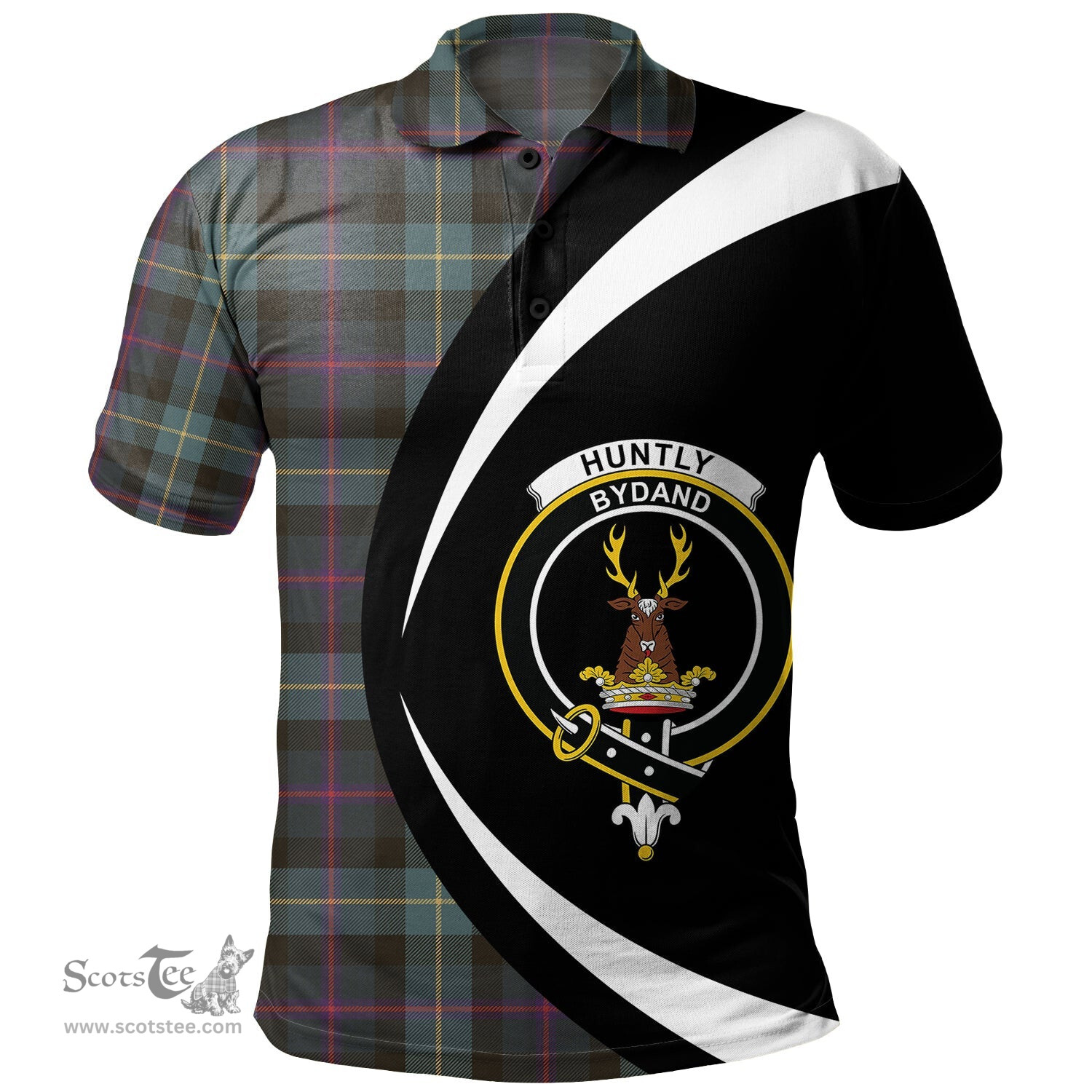 ScotsTee Shop Scottish Huntly Gordon Gathering 2000 Weathered Clan Crest Personalized Tartan Polo Shirt Circle Style Back Shirt with Your Text
