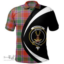 ScotsTee Shop Scottish Gordon of Abergeldie Ancient Clan Crest Personalized Tartan Polo Shirt Circle Style Back Shirt with Your Text