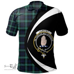 ScotsTee Shop Scottish Lamont Modern Clan Crest Personalized Tartan Polo Shirt Circle Style Back Shirt with Your Text