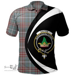 ScotsTee Shop Scottish Gayre Weathered Clan Crest Personalized Tartan Polo Shirt Circle Style Back Shirt with Your Text