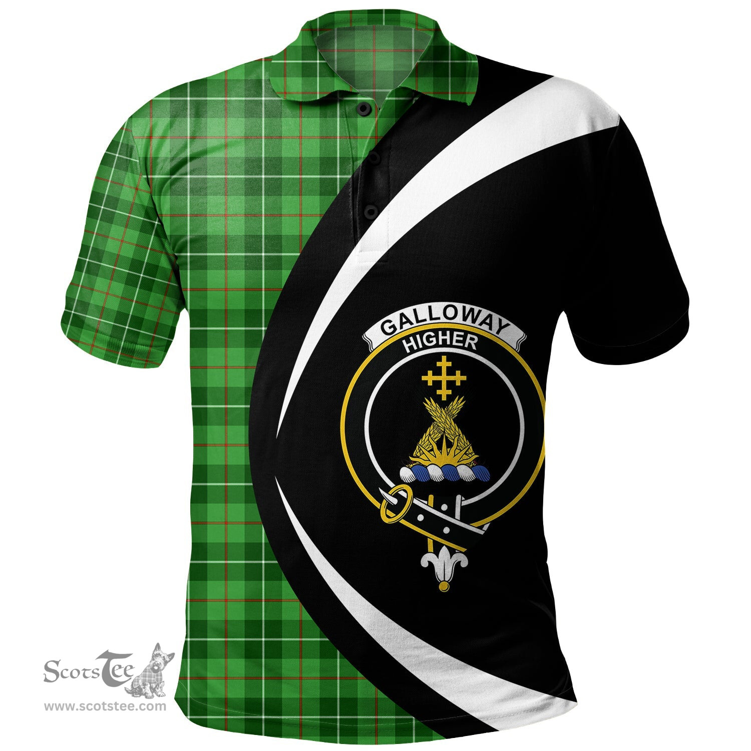 ScotsTee Shop Scottish Galloway District Clan Crest Personalized Tartan Polo Shirt Circle Style Back Shirt with Your Text