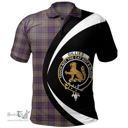 ScotsTee Shop Scottish Gillies Weathered Clan Crest Personalized Tartan Polo Shirt Circle Style Back Shirt with Your Text