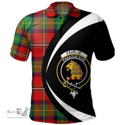 ScotsTee Shop Scottish Fairlie Modern Clan Crest Personalized Tartan Polo Shirt Circle Style Back Shirt with Your Text