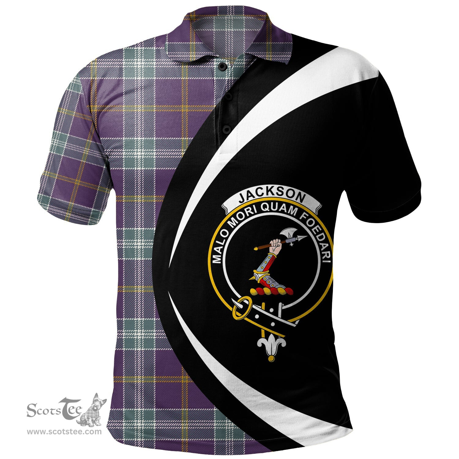 ScotsTee Shop Scottish Jackson Weathered Clan Crest Personalized Tartan Polo Shirt Circle Style Back Shirt with Your Text