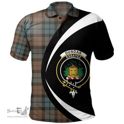 ScotsTee Shop Scottish Dundas Weathered Clan Crest Personalized Tartan Polo Shirt Circle Style Back Shirt with Your Text