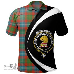 ScotsTee Shop Scottish Forrester Ancient Clan Crest Personalized Tartan Polo Shirt Circle Style Back Shirt with Your Text