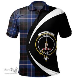 ScotsTee Shop Scottish Dunlop Modern Clan Crest Personalized Tartan Polo Shirt Circle Style Back Shirt with Your Text