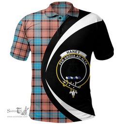 ScotsTee Shop Scottish Haney Dress Modern Clan Crest Personalized Tartan Polo Shirt Circle Style Back Shirt with Your Text