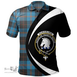 ScotsTee Shop Scottish Horsburgh Clan Crest Personalized Tartan Polo Shirt Circle Style Back Shirt with Your Text