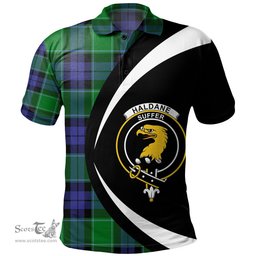 ScotsTee Shop Scottish Haldane Clan Crest Personalized Tartan Polo Shirt Circle Style Back Shirt with Your Text