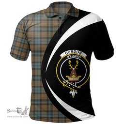 ScotsTee Shop Scottish Gordon Weathered Clan Crest Personalized Tartan Polo Shirt Circle Style Back Shirt with Your Text