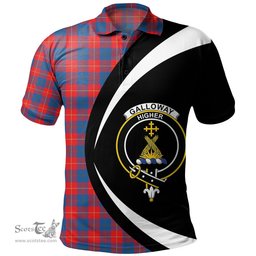 ScotsTee Shop Scottish Galloway Red Clan Crest Personalized Tartan Polo Shirt Circle Style Back Shirt with Your Text