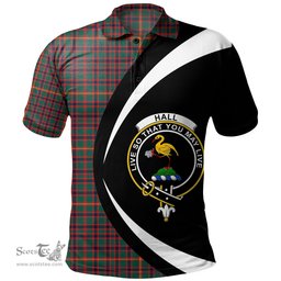 ScotsTee Shop Scottish Hall Modern Clan Crest Personalized Tartan Polo Shirt Circle Style Back Shirt with Your Text