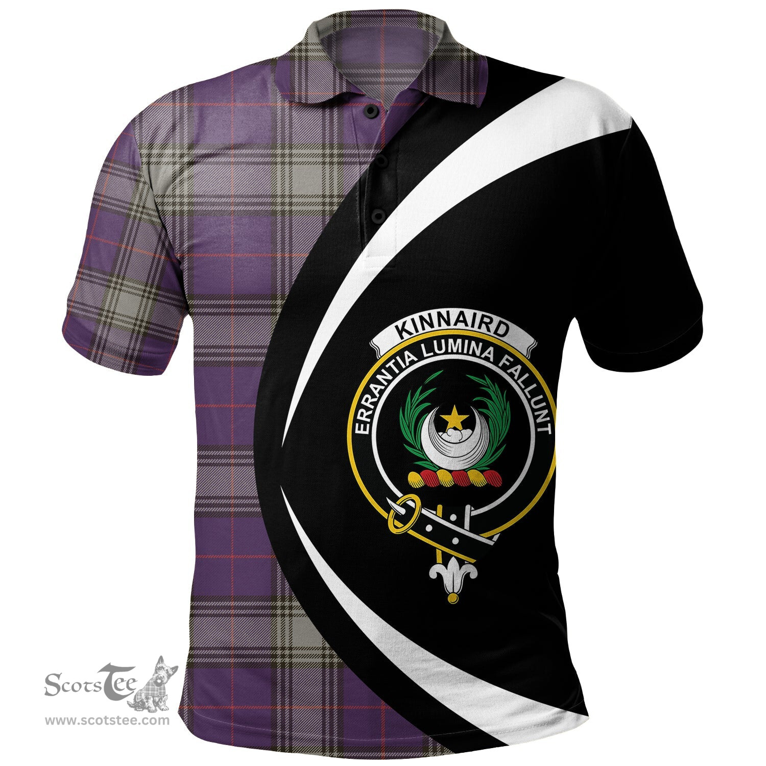 ScotsTee Shop Scottish Kinnaird Weathered Clan Crest Personalized Tartan Polo Shirt Circle Style Back Shirt with Your Text