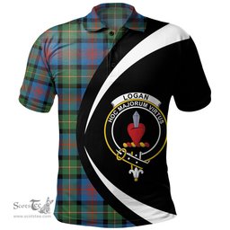 ScotsTee Shop Scottish Logan Ancient Clan Crest Personalized Tartan Polo Shirt Circle Style Back Shirt with Your Text