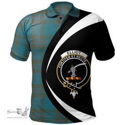 ScotsTee Shop Scottish Elliot (Ellot) Ancient Clan Crest Personalized Tartan Polo Shirt Circle Style Back Shirt with Your Text