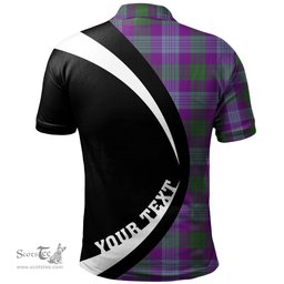 ScotsTee Shop Scottish Lang (Laing) Ancient Clan Crest Personalized Tartan Polo Shirt Circle Style Back Shirt with Your Text