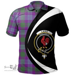 ScotsTee Shop Scottish Lang (Laing) Ancient Clan Crest Personalized Tartan Polo Shirt Circle Style Back Shirt with Your Text
