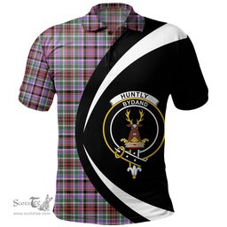 ScotsTee Shop Scottish Huntly Ancient Clan Crest Personalized Tartan Polo Shirt Circle Style Back Shirt with Your Text