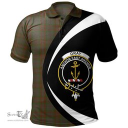 ScotsTee Shop Scottish Gray Clan Crest Personalized Tartan Polo Shirt Circle Style Back Shirt with Your Text