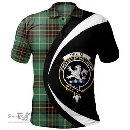 ScotsTee Shop Scottish Inglis Ancient Clan Crest Personalized Tartan Polo Shirt Circle Style Back Shirt with Your Text