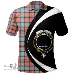 ScotsTee Shop Scottish Haney Dress Ancient Clan Crest Personalized Tartan Polo Shirt Circle Style Back Shirt with Your Text