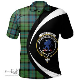 ScotsTee Shop Scottish Forsyth Ancient Clan Crest Personalized Tartan Polo Shirt Circle Style Back Shirt with Your Text