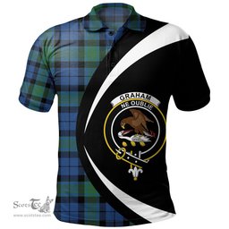 ScotsTee Shop Scottish Graham of Menteith Modern Clan Crest Personalized Tartan Polo Shirt Circle Style Back Shirt with Your Text