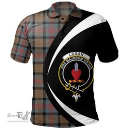 ScotsTee Shop Scottish Logan Weathered Clan Crest Personalized Tartan Polo Shirt Circle Style Back Shirt with Your Text
