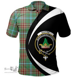 ScotsTee Shop Scottish Gayre Modern Clan Crest Personalized Tartan Polo Shirt Circle Style Back Shirt with Your Text