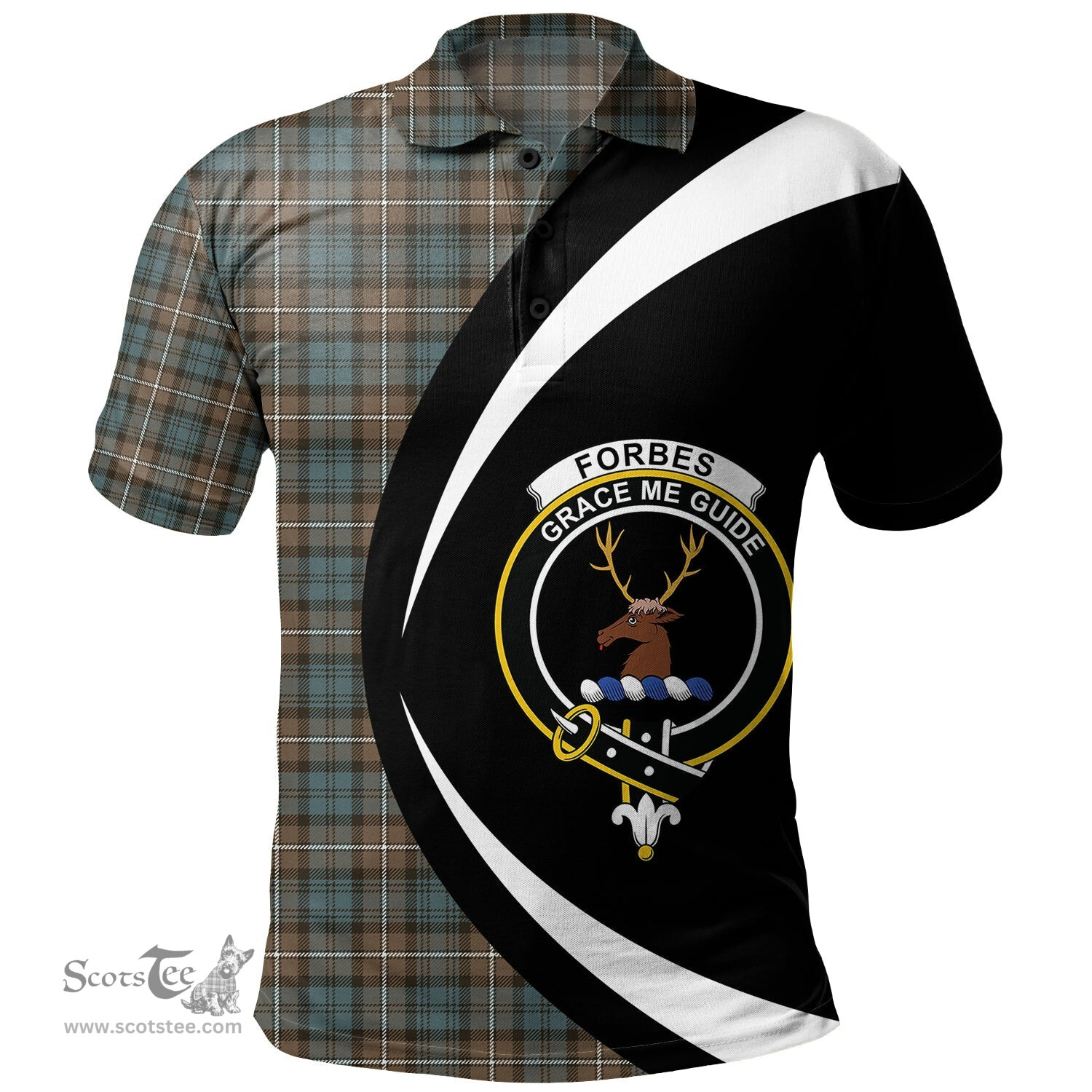 ScotsTee Shop Scottish Forbes Weathered Clan Crest Personalized Tartan Polo Shirt Circle Style Back Shirt with Your Text