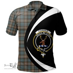 ScotsTee Shop Scottish Forbes Weathered Clan Crest Personalized Tartan Polo Shirt Circle Style Back Shirt with Your Text