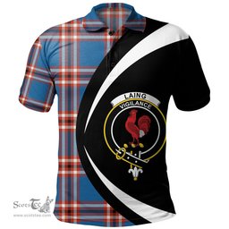 ScotsTee Shop Scottish Laing of Archiestown (Lang of Archiestown) Ancient Clan Crest Personalized Tartan Polo Shirt Circle Style Back Shirt with Your Text