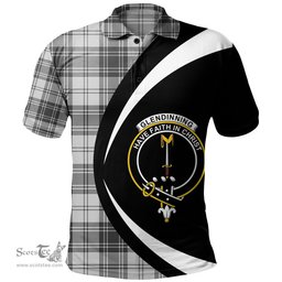 ScotsTee Shop Scottish Glendinning Clan Crest Personalized Tartan Polo Shirt Circle Style Back Shirt with Your Text