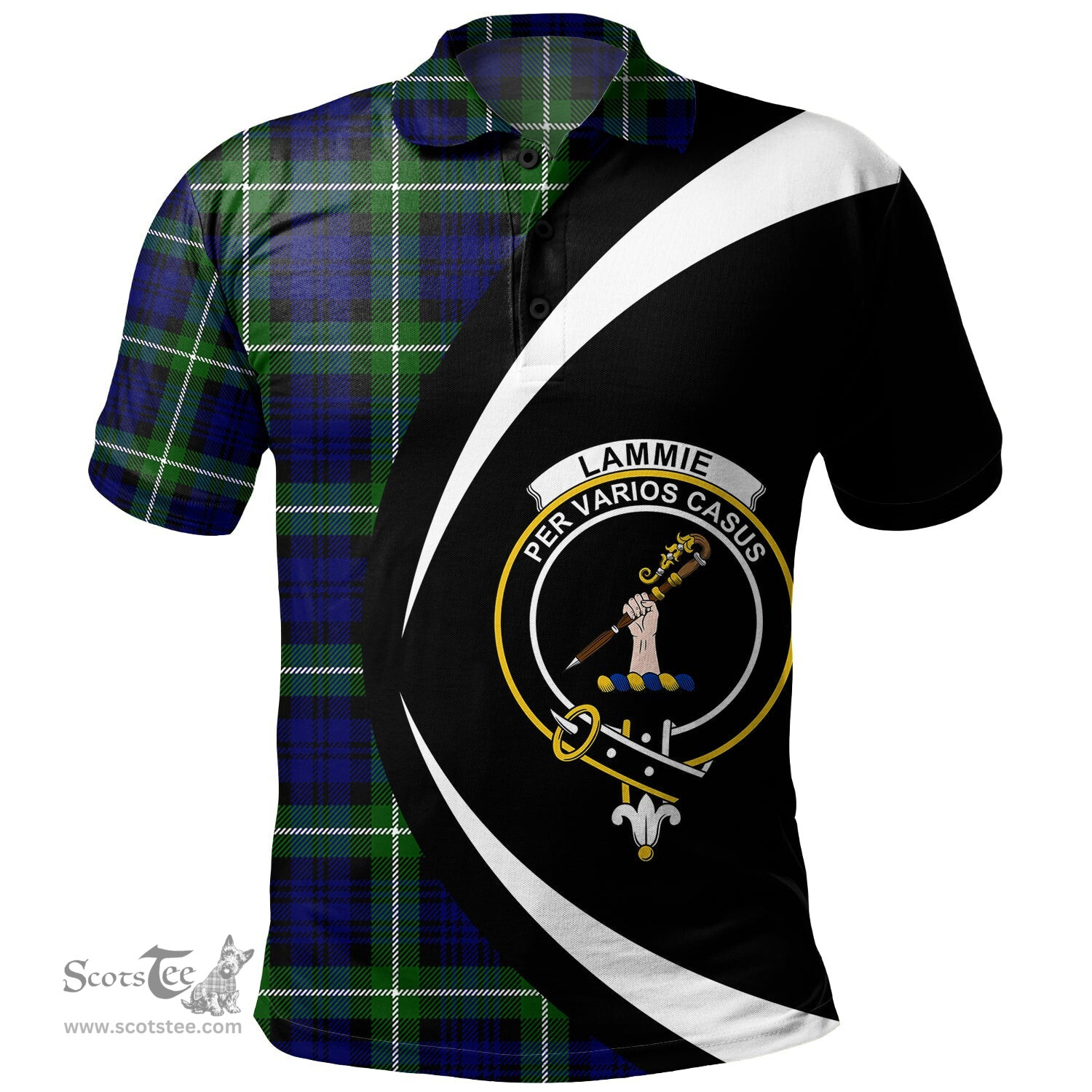 ScotsTee Shop Scottish Lammie Clan Crest Personalized Tartan Polo Shirt Circle Style Back Shirt with Your Text