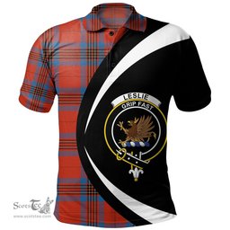 ScotsTee Shop Scottish Leslie Ancient Clan Crest Personalized Tartan Polo Shirt Circle Style Back Shirt with Your Text