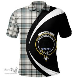 ScotsTee Shop Scottish Haney Weathered Clan Crest Personalized Tartan Polo Shirt Circle Style Back Shirt with Your Text