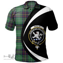 ScotsTee Shop Scottish Inglis Modern Clan Crest Personalized Tartan Polo Shirt Circle Style Back Shirt with Your Text