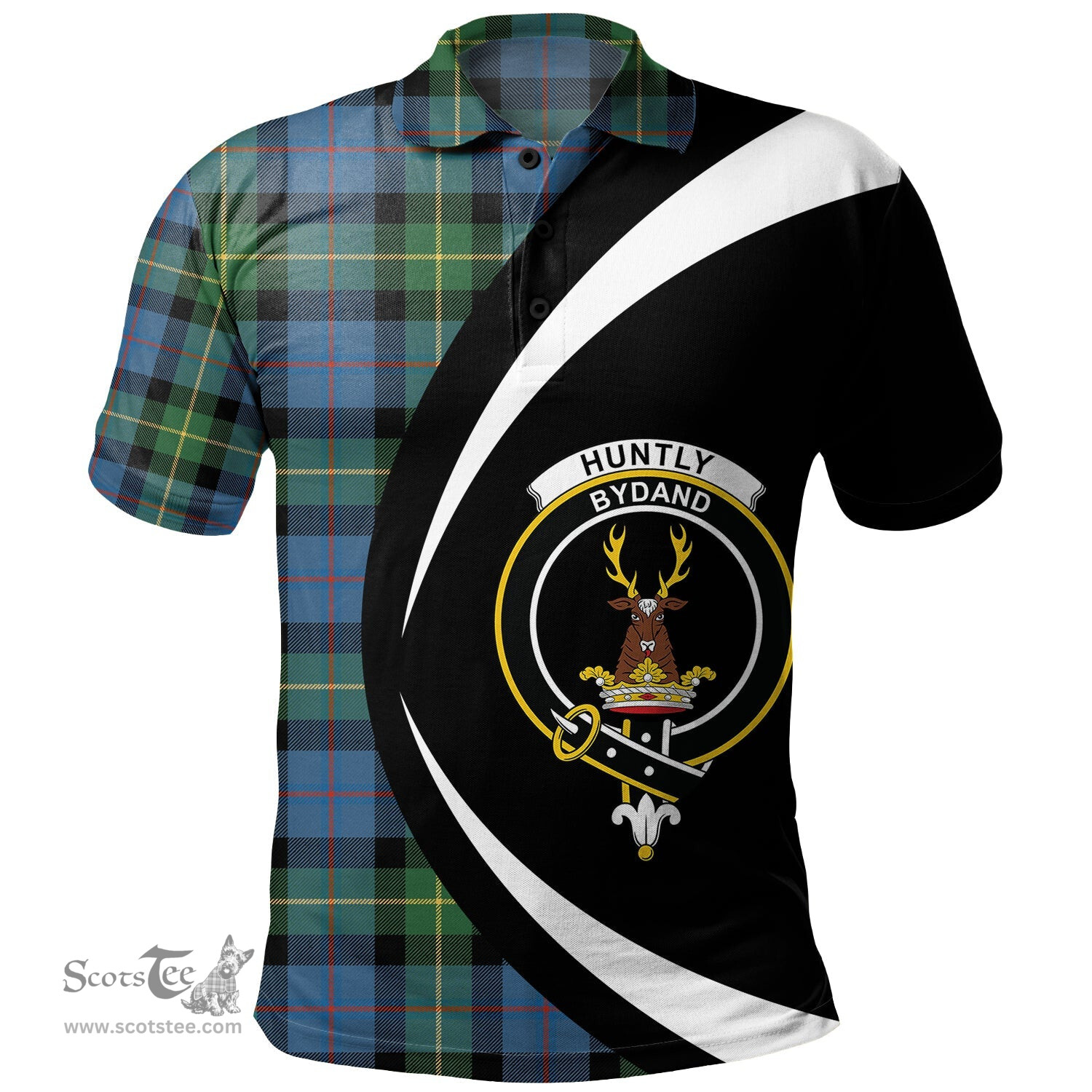 ScotsTee Shop Scottish Huntly Gordon Gathering 2000 Ancient Clan Crest Personalized Tartan Polo Shirt Circle Style Back Shirt with Your Text