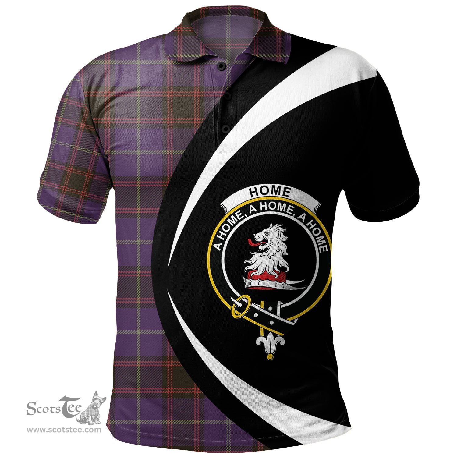 ScotsTee Shop Scottish Home Weathered Clan Crest Personalized Tartan Polo Shirt Circle Style Back Shirt with Your Text