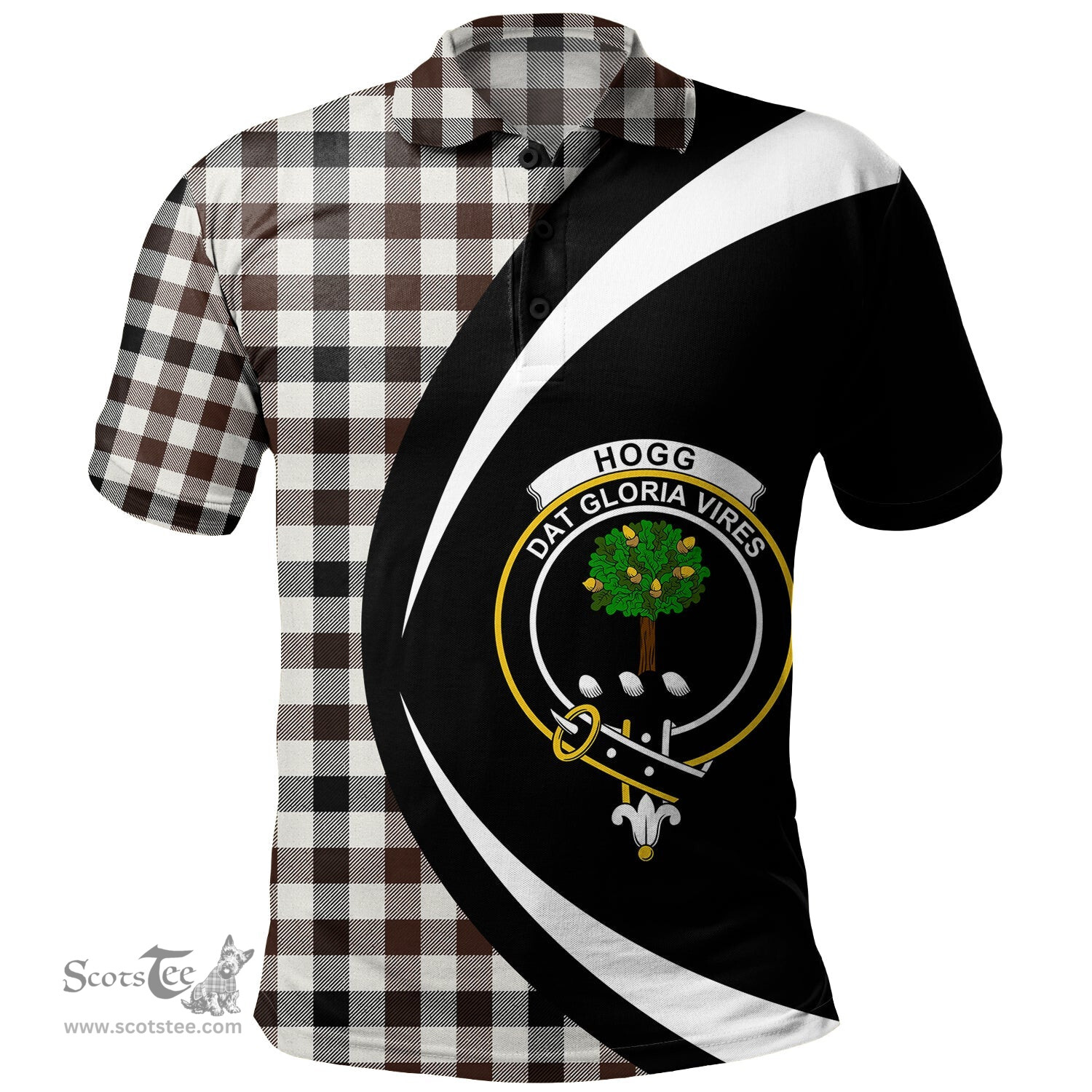 ScotsTee Shop Scottish Hogg Modern Clan Crest Personalized Tartan Polo Shirt Circle Style Back Shirt with Your Text