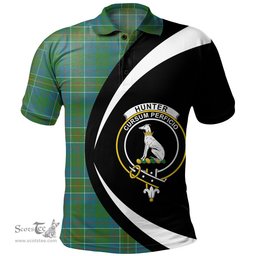 ScotsTee Shop Scottish Hunter of Hunterston (Galbraith of Hunterston) Ancient Clan Crest Personalized Tartan Polo Shirt Circle Style Back Shirt with Your Text
