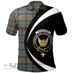 ScotsTee Shop Scottish Hogarth Weathered Clan Crest Personalized Tartan Polo Shirt Circle Style Back Shirt with Your Text
