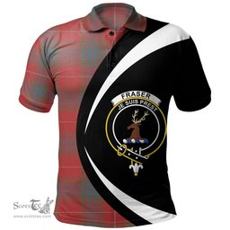 ScotsTee Shop Scottish Fraser Weathered Clan Crest Personalized Tartan Polo Shirt Circle Style Back Shirt with Your Text