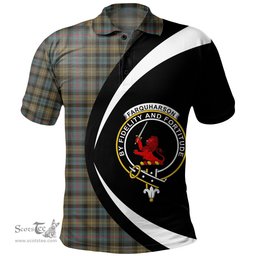 ScotsTee Shop Scottish Farquharson Weathered Clan Crest Personalized Tartan Polo Shirt Circle Style Back Shirt with Your Text