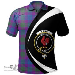 ScotsTee Shop Scottish Lang (Laing) Modern Clan Crest Personalized Tartan Polo Shirt Circle Style Back Shirt with Your Text